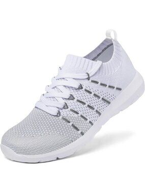 Women White  Running Breathable Knitting flexible Mesh Sports Shoes Sneakers